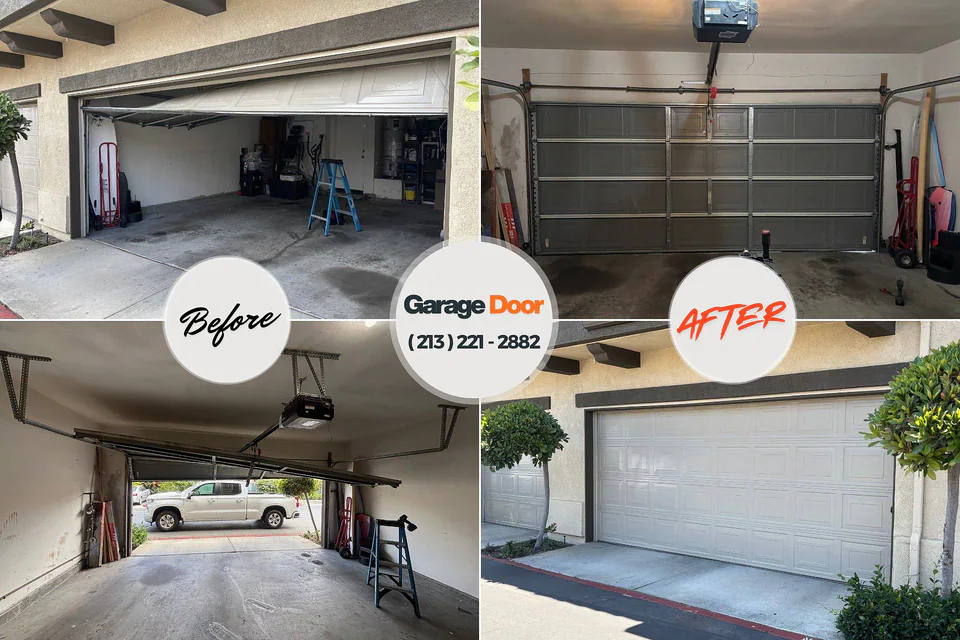 Before and after: garage door repair Inman, KS
